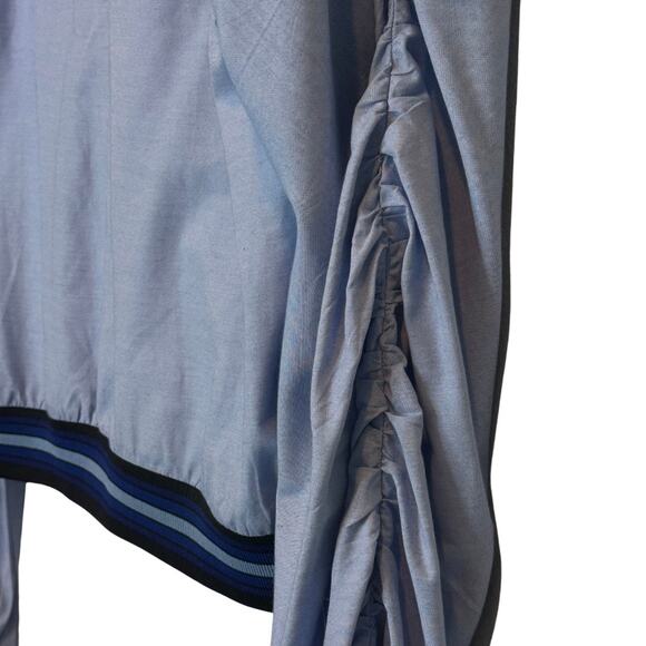 alter Baker Ruched Sleeve Blue Pullover Top | Size Large - Picture 6 of 10